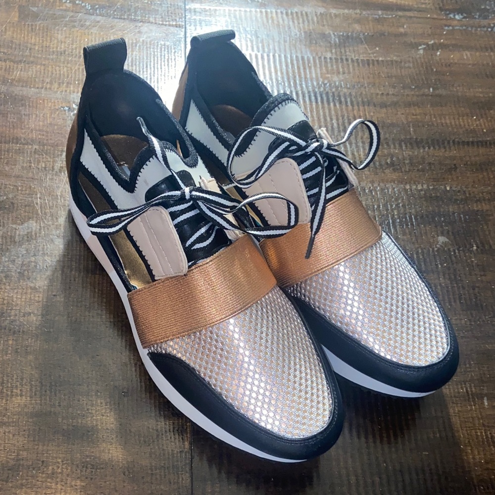 Steve Madden Black and Gold Sneakers